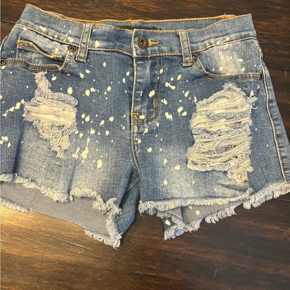 Trendy Blue Distressed Kids Denim Shorts